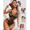 image:imageAvidlove Women Sexy Lingerie Lace Body Suit Deep V Teddy Mesh Bodysuit Cut Out One Piece Mini BabydollSilver