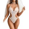 image:imageAvidlove Women Sexy Lingerie Lace Body Suit Deep V Teddy Mesh Bodysuit Cut Out One Piece Mini BabydollWhite