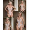 image:imageAvidlove Women Sexy Lingerie Lace Body Suit Deep V Teddy Mesh Bodysuit Cut Out One Piece Mini BabydollWhite