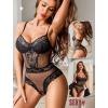 image:imageAvidlove Women Sexy Lingerie Sheer Lace Bodysuit V Neck Teddy Lingerie One Piece Mini BabydollBlack