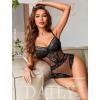image:imageAvidlove Women Sexy Lingerie Sheer Lace Bodysuit V Neck Teddy Lingerie One Piece Mini BabydollBlack