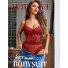 image:imageAvidlove Women Sexy Lingerie Sheer Lace Bodysuit V Neck Teddy Lingerie One Piece Mini BabydollDark Red