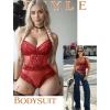 image:imageAvidlove Women Sexy Lingerie Sheer Lace Bodysuit V Neck Teddy Lingerie One Piece Mini BabydollDark Red
