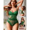 image:imageAvidlove Women Sexy Lingerie Sheer Lace Bodysuit V Neck Teddy Lingerie One Piece Mini BabydollGreen