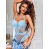 image:imageAvidlove Women Sexy Lingerie Sheer Lace Bodysuit V Neck Teddy Lingerie One Piece Mini BabydollLight Blue