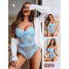 image:imageAvidlove Women Sexy Lingerie Sheer Lace Bodysuit V Neck Teddy Lingerie One Piece Mini BabydollLight Blue