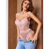 image:imageAvidlove Women Sexy Lingerie Sheer Lace Bodysuit V Neck Teddy Lingerie One Piece Mini BabydollLight Pink