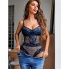image:imageAvidlove Women Sexy Lingerie Sheer Lace Bodysuit V Neck Teddy Lingerie One Piece Mini BabydollNavy Blue