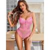 image:imageAvidlove Women Sexy Lingerie Sheer Lace Bodysuit V Neck Teddy Lingerie One Piece Mini BabydollPeach Pink