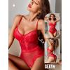 image:imageAvidlove Women Sexy Lingerie Sheer Lace Bodysuit V Neck Teddy Lingerie One Piece Mini BabydollRed