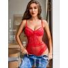 image:imageAvidlove Women Sexy Lingerie Sheer Lace Bodysuit V Neck Teddy Lingerie One Piece Mini BabydollRed