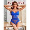 image:imageAvidlove Women Sexy Lingerie Sheer Lace Bodysuit V Neck Teddy Lingerie One Piece Mini BabydollRoyal Blue