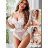 image:imageAvidlove Women Sexy Lingerie Sheer Lace Bodysuit V Neck Teddy Lingerie One Piece Mini BabydollWhite