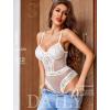 image:imageAvidlove Women Sexy Lingerie Sheer Lace Bodysuit V Neck Teddy Lingerie One Piece Mini BabydollWhite
