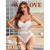 image:imageAvidlove Women Sexy Lingerie Sheer Lace Bodysuit V Neck Teddy Lingerie One Piece Mini BabydollWhite