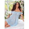 image:imageAvidlove Womens 2 Piece Mesh Sheer Floral Lace Babydoll Slip Dress Nightgowns and Thong Lingerie SetLight Blue