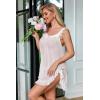 image:imageAvidlove Womens 2 Piece Mesh Sheer Floral Lace Babydoll Slip Dress Nightgowns and Thong Lingerie SetWhite