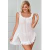 image:imageAvidlove Womens 2 Piece Mesh Sheer Floral Lace Babydoll Slip Dress Nightgowns and Thong Lingerie SetWhite