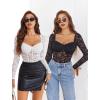 image:imageAvidlove Womens Bodysuits Long Sleeve Body Suits Womens Lace Going Out Tops One Piece Bodysuits for Women with Snap CrotchBlack
