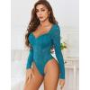 image:imageAvidlove Womens Bodysuits Long Sleeve Body Suits Womens Lace Going Out Tops One Piece Bodysuits for Women with Snap CrotchBlue Green