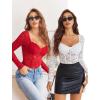 image:imageAvidlove Womens Bodysuits Long Sleeve Body Suits Womens Lace Going Out Tops One Piece Bodysuits for Women with Snap CrotchRed