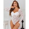 image:imageAvidlove Womens Bodysuits Long Sleeve Body Suits Womens Lace Going Out Tops One Piece Bodysuits for Women with Snap CrotchWhite