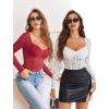 image:imageAvidlove Womens Bodysuits Long Sleeve Body Suits Womens Lace Going Out Tops One Piece Bodysuits for Women with Snap CrotchWhite