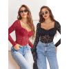image:imageAvidlove Womens Bodysuits Long Sleeve Body Suits Womens Lace Going Out Tops One Piece Bodysuits for Women with Snap CrotchWine Red