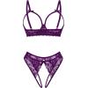 image:imageAvidlove Womens Exotic Lingerie Sets Naughty 2 Pieces Bra Panty Set Sexy Cutout Lace LingerieDeep Purple