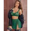 image:imageAvidlove Womens Lingerie Set 3 Piece Garter Lingerie Lace Bra and Skirt Set SXXLGreen