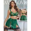 image:imageAvidlove Womens Lingerie Set 3 Piece Garter Lingerie Lace Bra and Skirt Set SXXLGreen