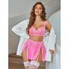 image:imageAvidlove Womens Lingerie Set 3 Piece Garter Lingerie Lace Bra and Skirt Set SXXLHot Pink