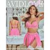 image:imageAvidlove Womens Lingerie Set 3 Piece Garter Lingerie Lace Bra and Skirt Set SXXLHot Pink