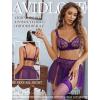 image:imageAvidlove Womens Lingerie Set 3 Piece Garter Lingerie Lace Bra and Skirt Set SXXLPurple