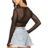 image:imageAvidlove Womens Mesh Tops Long Sleeve See Through Tee Shirt Crop Sheer Blouse Sexy Clubwear XS4XLAaablack