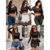 image:imageAvidlove Womens Mesh Tops Long Sleeve See Through Tee Shirt Crop Sheer Blouse Sexy Clubwear XS4XLAaablack