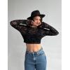 image:imageAvidlove Womens Mesh Tops Long Sleeve See Through Tee Shirt Crop Sheer Blouse Sexy Clubwear XS4XLAbpattern 7