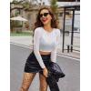 image:imageAvidlove Womens Mesh Tops Long Sleeve See Through Tee Shirt Crop Sheer Blouse Sexy Clubwear XS4XLAbwhite