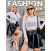 image:imageAvidlove Womens Mesh Tops Long Sleeve See Through Tee Shirt Crop Sheer Blouse Sexy Clubwear XS4XLAbwhite