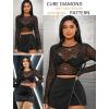 image:imageAvidlove Womens Mesh Tops Long Sleeve See Through Tee Shirt Crop Sheer Blouse Sexy Clubwear XS4XLAcpattern 8