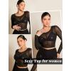 image:imageAvidlove Womens Mesh Tops Long Sleeve See Through Tee Shirt Crop Sheer Blouse Sexy Clubwear XS4XLAcpattern 8
