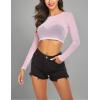 image:imageAvidlove Womens Mesh Tops Long Sleeve See Through Tee Shirt Crop Sheer Blouse Sexy Clubwear XS4XLAcpink