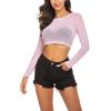 image:imageAvidlove Womens Mesh Tops Long Sleeve See Through Tee Shirt Crop Sheer Blouse Sexy Clubwear XS4XLAcpink