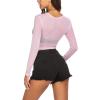 image:imageAvidlove Womens Mesh Tops Long Sleeve See Through Tee Shirt Crop Sheer Blouse Sexy Clubwear XS4XLAcpink
