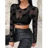image:imageAvidlove Womens Mesh Tops Long Sleeve See Through Tee Shirt Crop Sheer Blouse Sexy Clubwear XS4XLAfpattern 11
