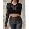image:imageAvidlove Womens Mesh Tops Long Sleeve See Through Tee Shirt Crop Sheer Blouse Sexy Clubwear XS4XLAfpattern 11
