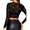 image:imageAvidlove Womens Mesh Tops Long Sleeve See Through Tee Shirt Crop Sheer Blouse Sexy Clubwear XS4XLAfpattern 11