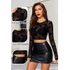 image:imageAvidlove Womens Mesh Tops Long Sleeve See Through Tee Shirt Crop Sheer Blouse Sexy Clubwear XS4XLAfpattern 11
