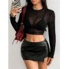 image:imageAvidlove Womens Mesh Tops Long Sleeve See Through Tee Shirt Crop Sheer Blouse Sexy Clubwear XS4XLAgpattern 12