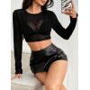 image:imageAvidlove Womens Mesh Tops Long Sleeve See Through Tee Shirt Crop Sheer Blouse Sexy Clubwear XS4XLAgpattern 12
